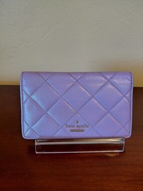 Kate Spade Natalia Quilted Lilac Leather Medium Compact Bifold Wallet 💜